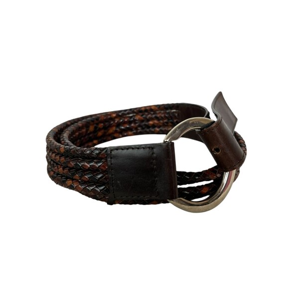 Ellen Tracy Brown Woven Strand Leather Statement Belt Size L Boho Western Vibes main image 12